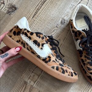 Dolce Vita Leopard Print Sneakers with Black and White Accents